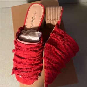 Kelsi Dagger Brooklyn peep toe sandal RED women’s sz 6.5